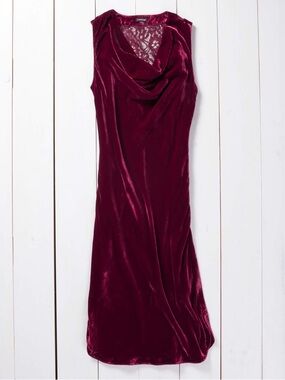 J. Peterman Answered Prayers Velvet Dress in Garnet Red, Size 4